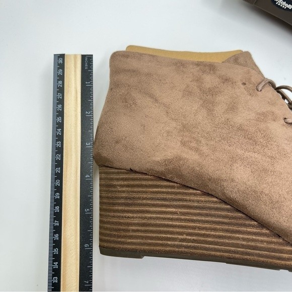 Dr Scholls Womens Size 10 Brown Microsuede Tasseled Wedge Ankle Boots Booties - Picture 12 of 15